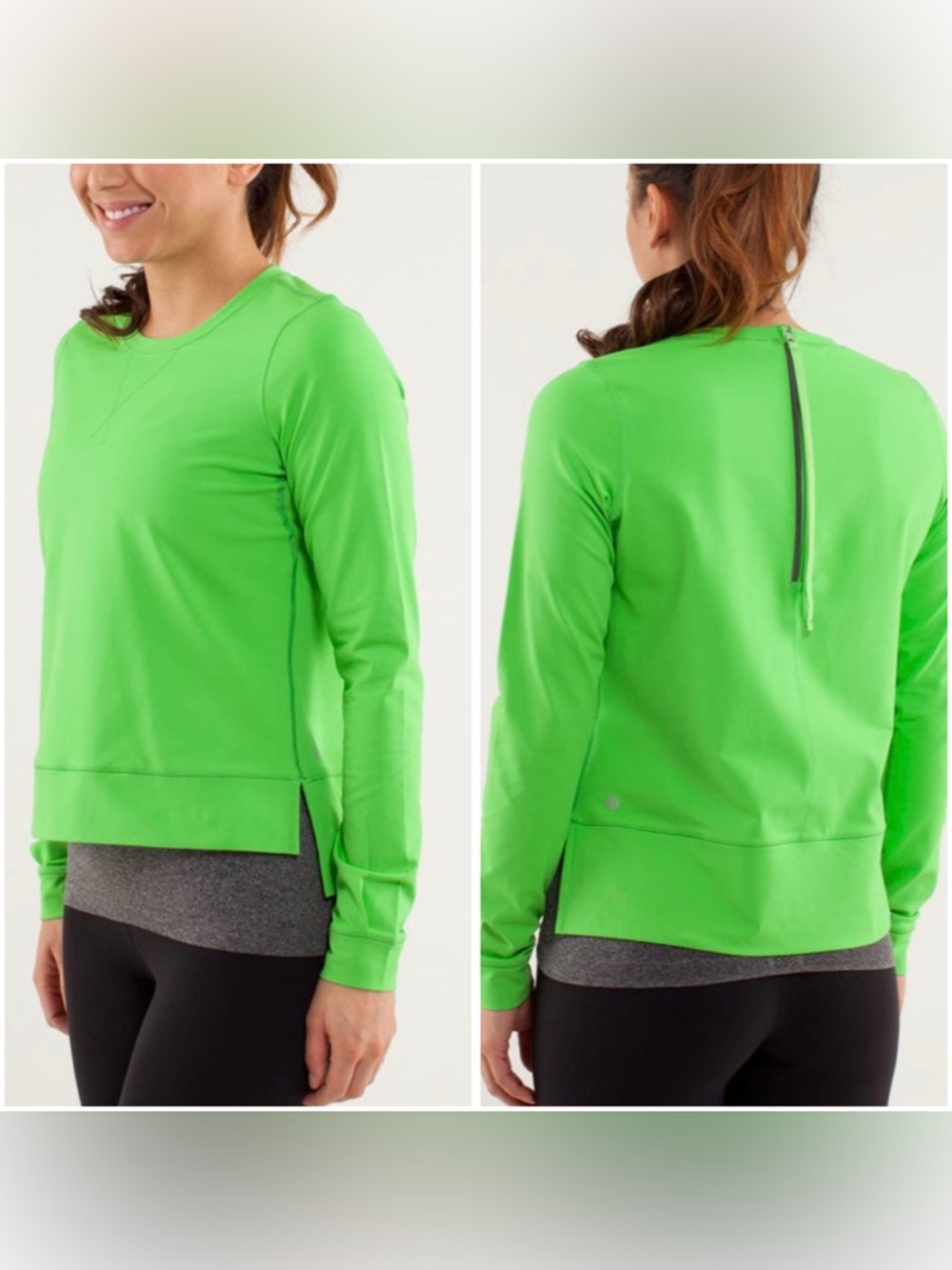 Lululemon Run Warm Up Pullover Long Sleeves Lime Green Top  4